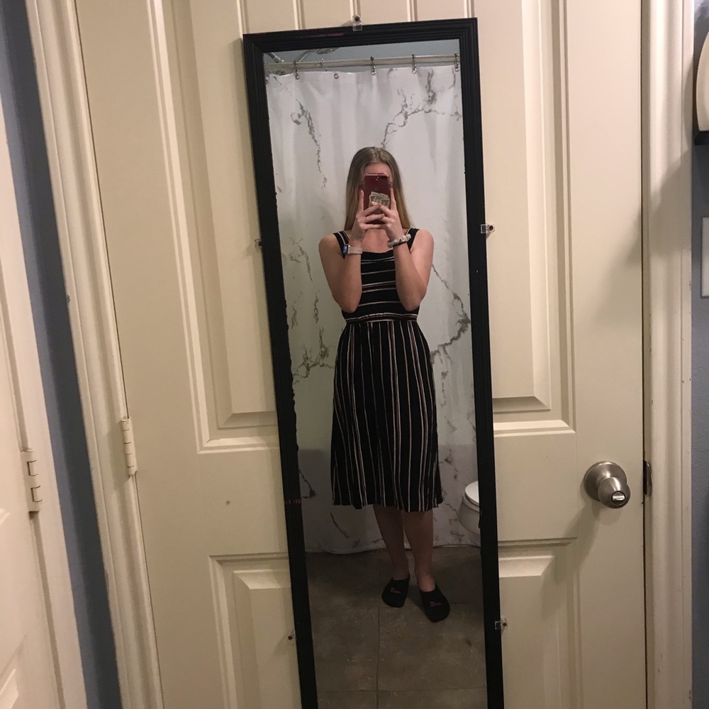 Black striped dress.